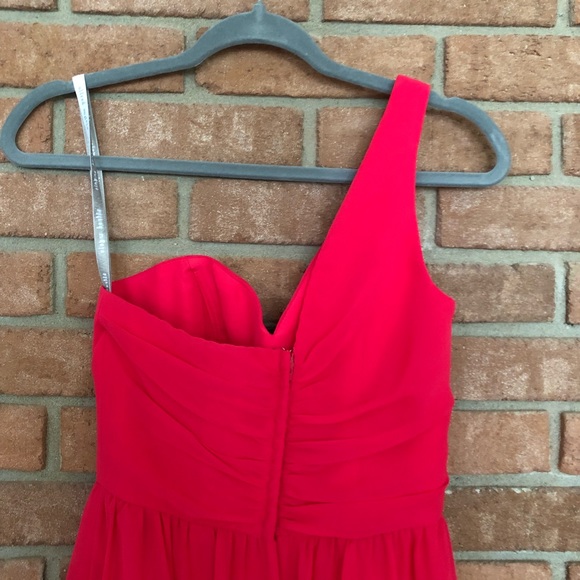 Alfred Angelo knee-length one-shoulder fuschia dress size 6 - Picture 6 of 14